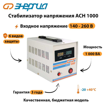 Однофазный стабилизатор напряжения Энергия АСН 1000 - Стабилизаторы напряжения - Однофазные стабилизаторы напряжения 220 Вольт - Энергия АСН - Магазин электрооборудования для дома ТурбоВольт